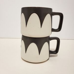 Starbucks - Pair of Speckled Drip Ceramic Tapered Pottery Coffee Mug Black